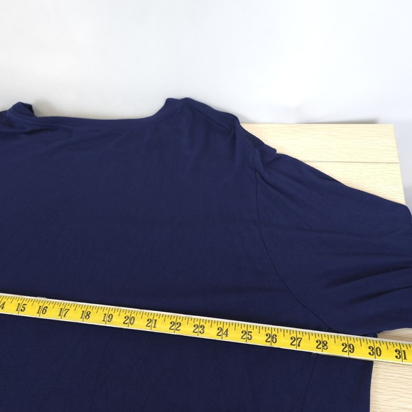 Lane Bryant Knit Modal Spandex Shirt Women 26/28 Blue Long Sleeve Mix Fabrics - Picture 5 of 11